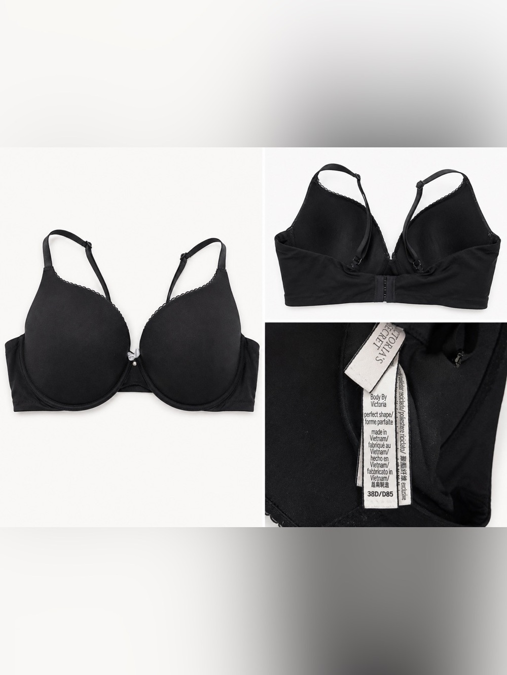 Victoria's Secret Black Smooth T-Shirt Bra with Scallop Edge